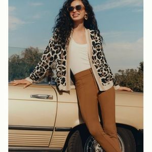NWT Anthropologie Line Dot Luella Leopard Cardigan